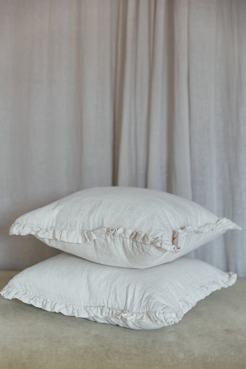 Ruffle Linen Cushion | Natural