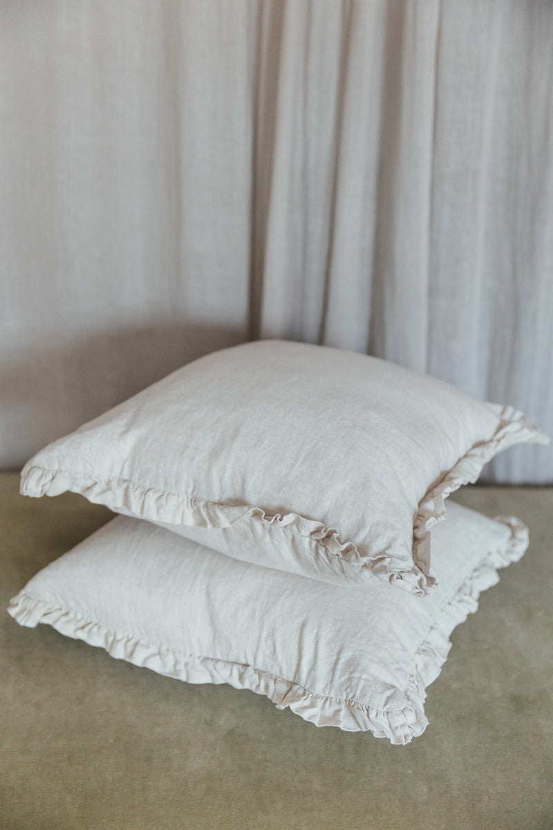 Ruffle Linen Cushion | Natural