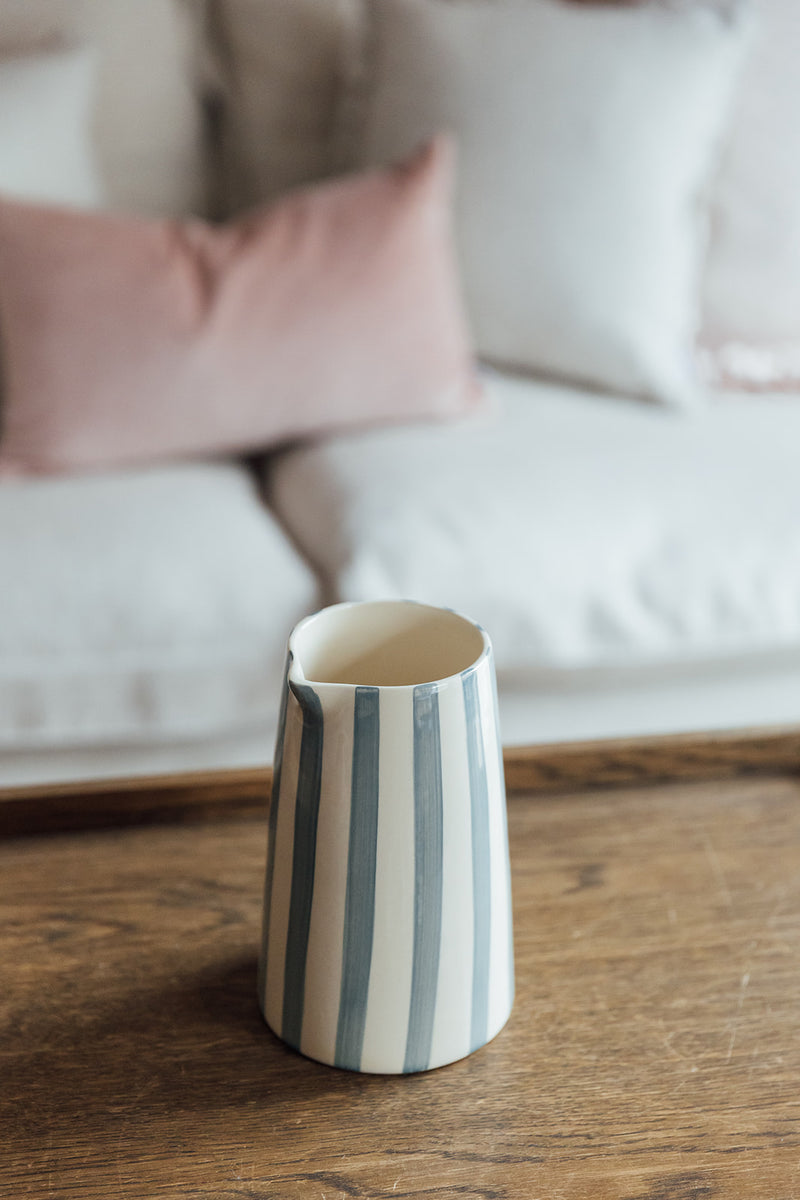 Candy Stripe Large Jug | Dove Grey