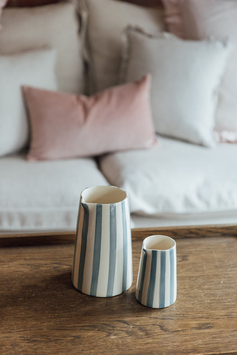 Candy Stripe Large Jug | Dove Grey