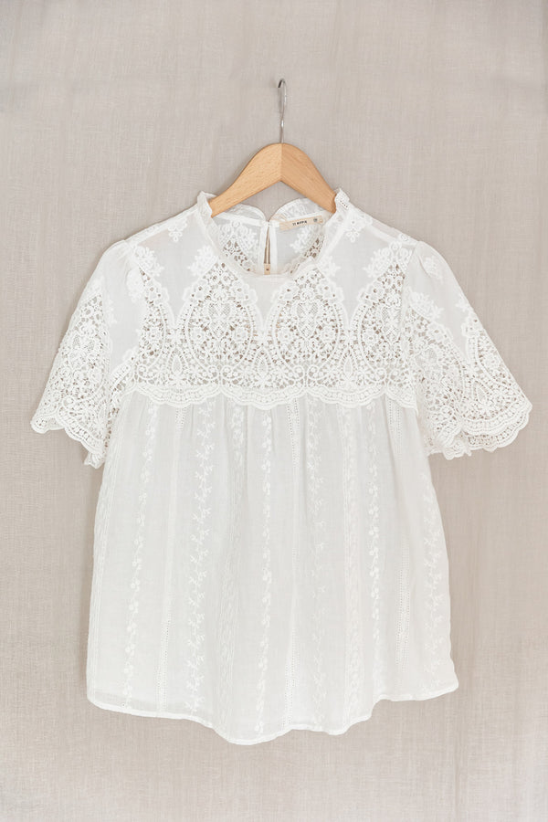 Tara Embroidered Short Sleeve Top