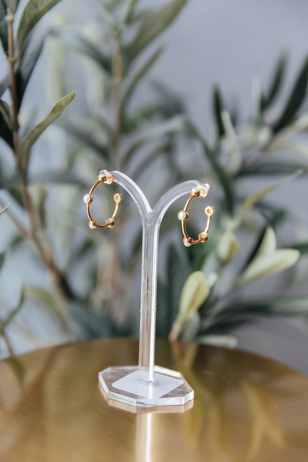 Pearl Studded Hoop Earrings