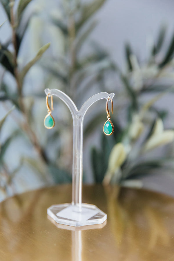 Chrysoprase Gemstone Drop Earrings