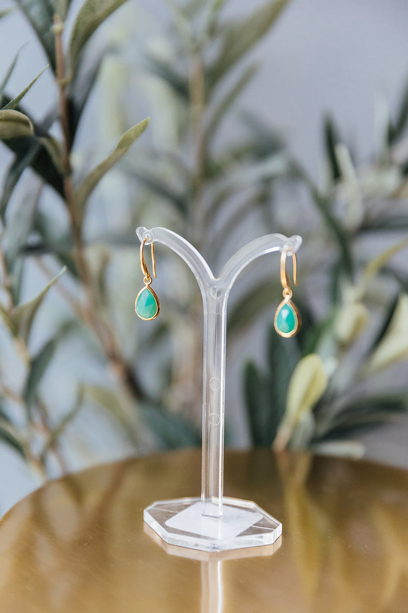 Chrysoprase Gemstone Drop Earrings