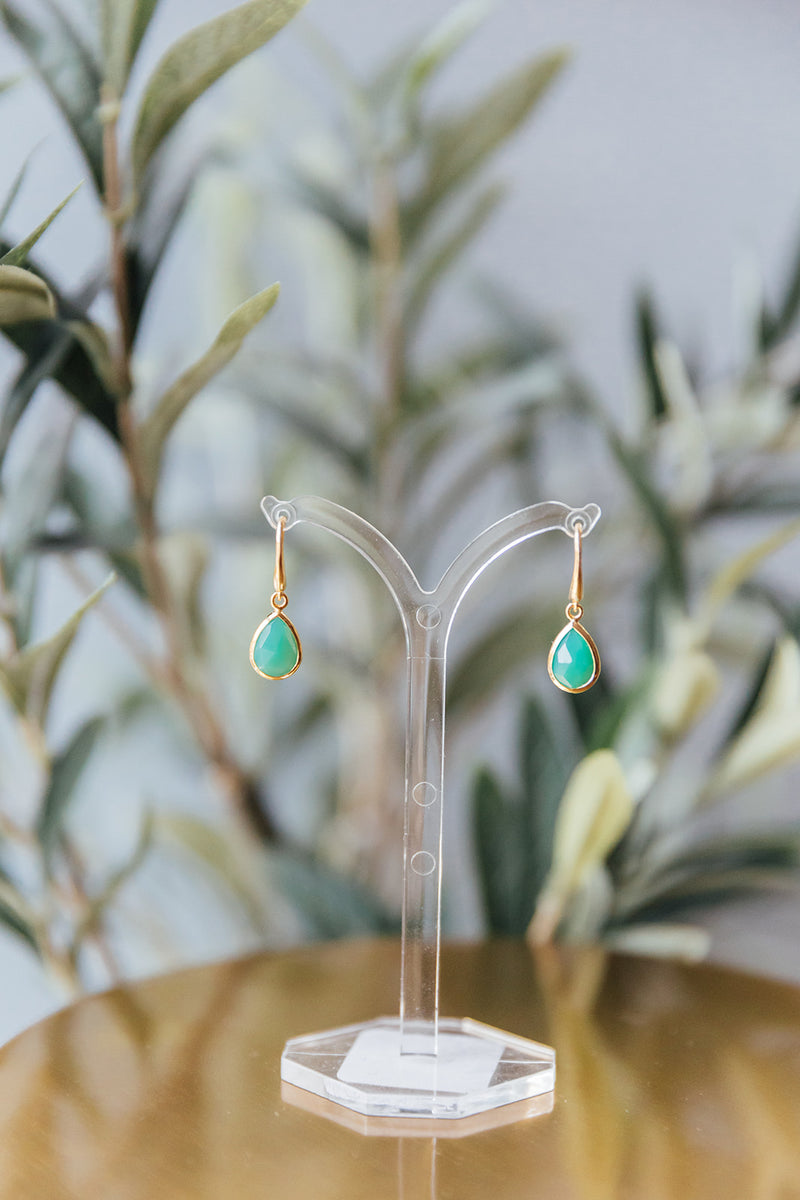 Chrysoprase Gemstone Drop Earrings