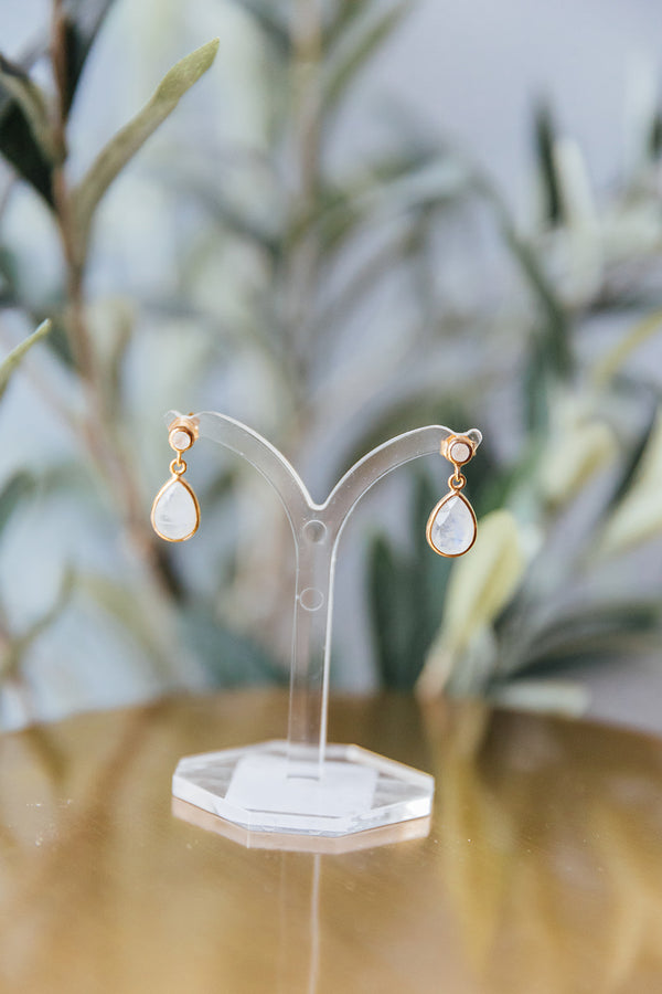 Two Drop Moonstone Earrings