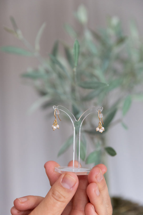 Pearl & Coral Cluster Earrings