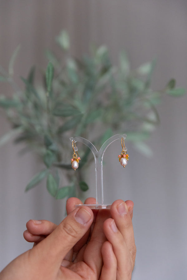 Pearl Drop Cluster Earrings