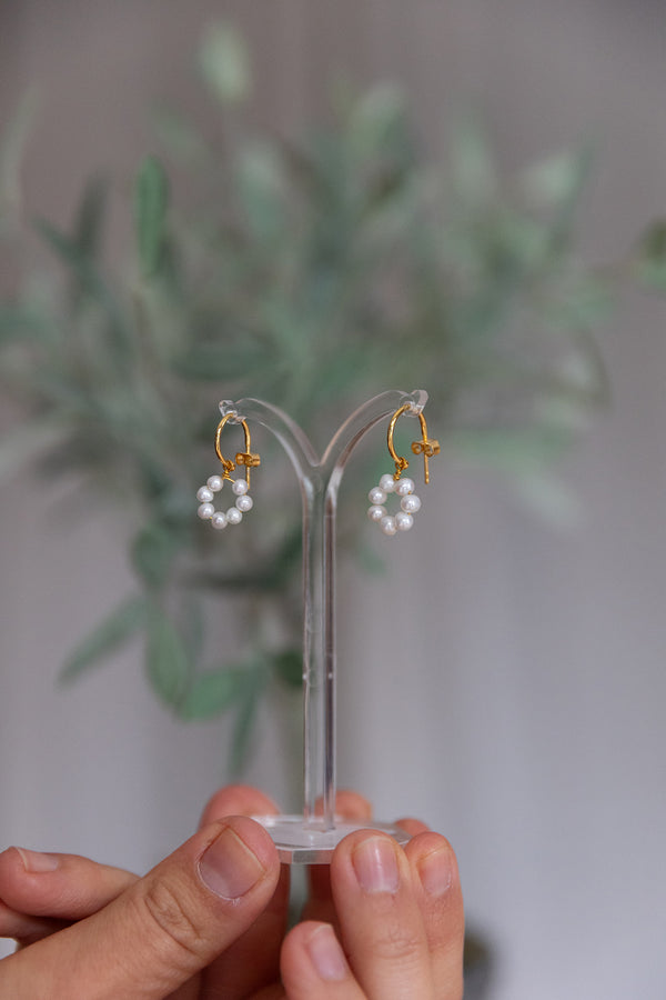 Pearl Halo Hoop Earrings