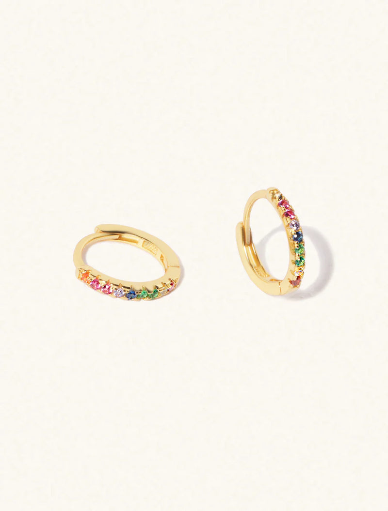 Huggie Hoop Earrings | Rainbow Wave